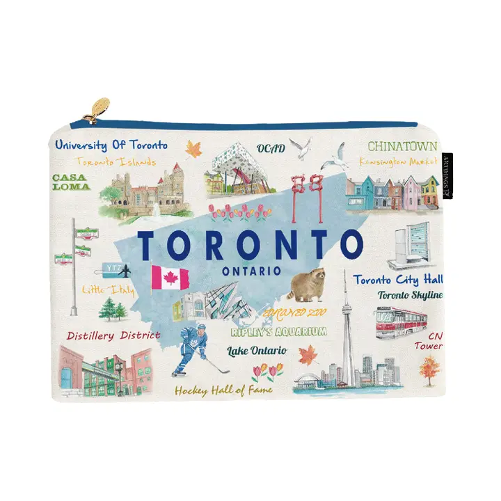 Toronto Ontario Medium Pouch Illustrated City Landmark Pouch