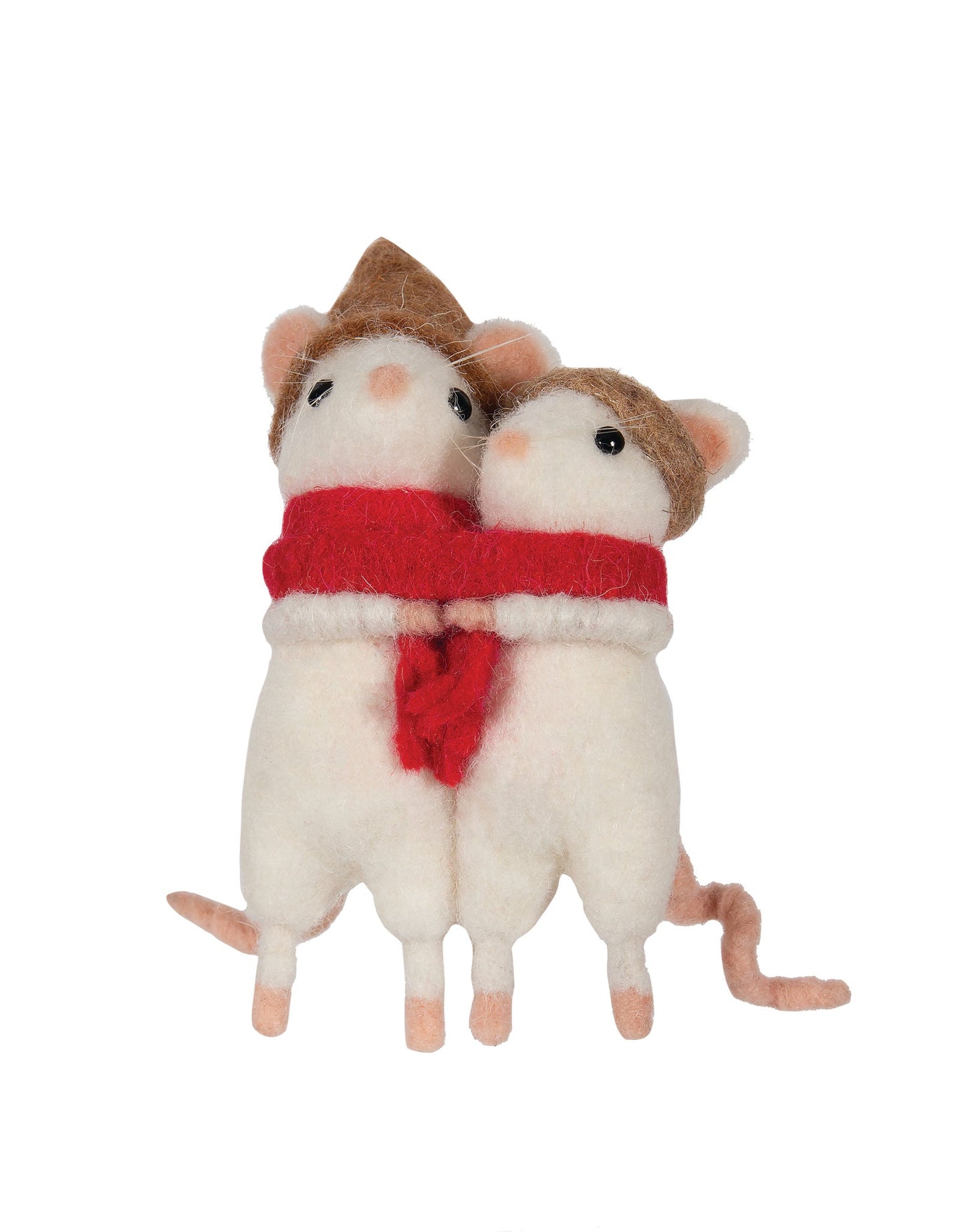 Siblings Mice Wrap in Red Scarf Ornament