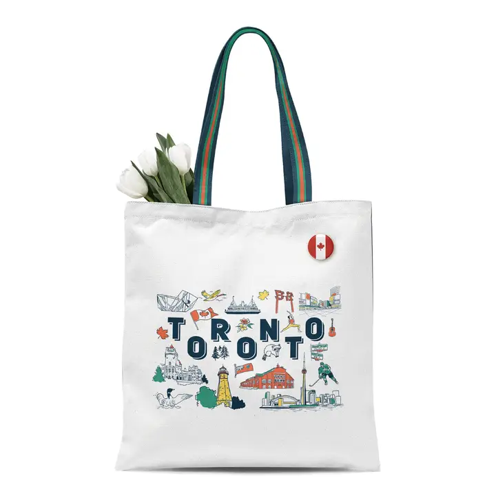 Toronto Illustrations Canvas Tote Bag City Landmarks