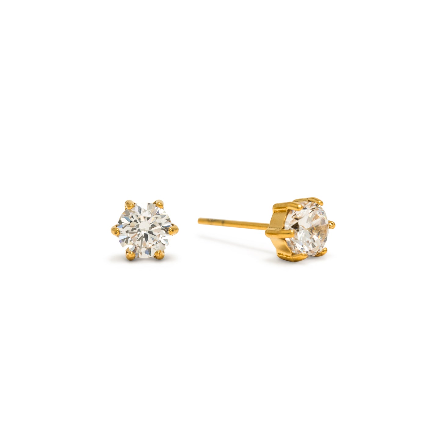 Sol CZ Stud Earrings Gold