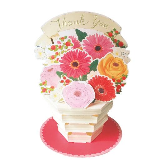 Pop-up 3D Thank You Flower Pot Mixed Flower Card