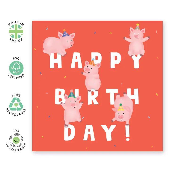 Pigs Happy Birthday Card