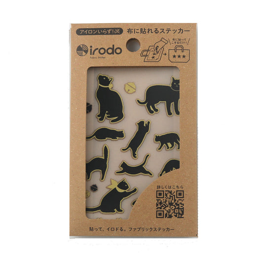 Irodo Decorative Fabric Transfer Sticker – Black Cat Gold Outline