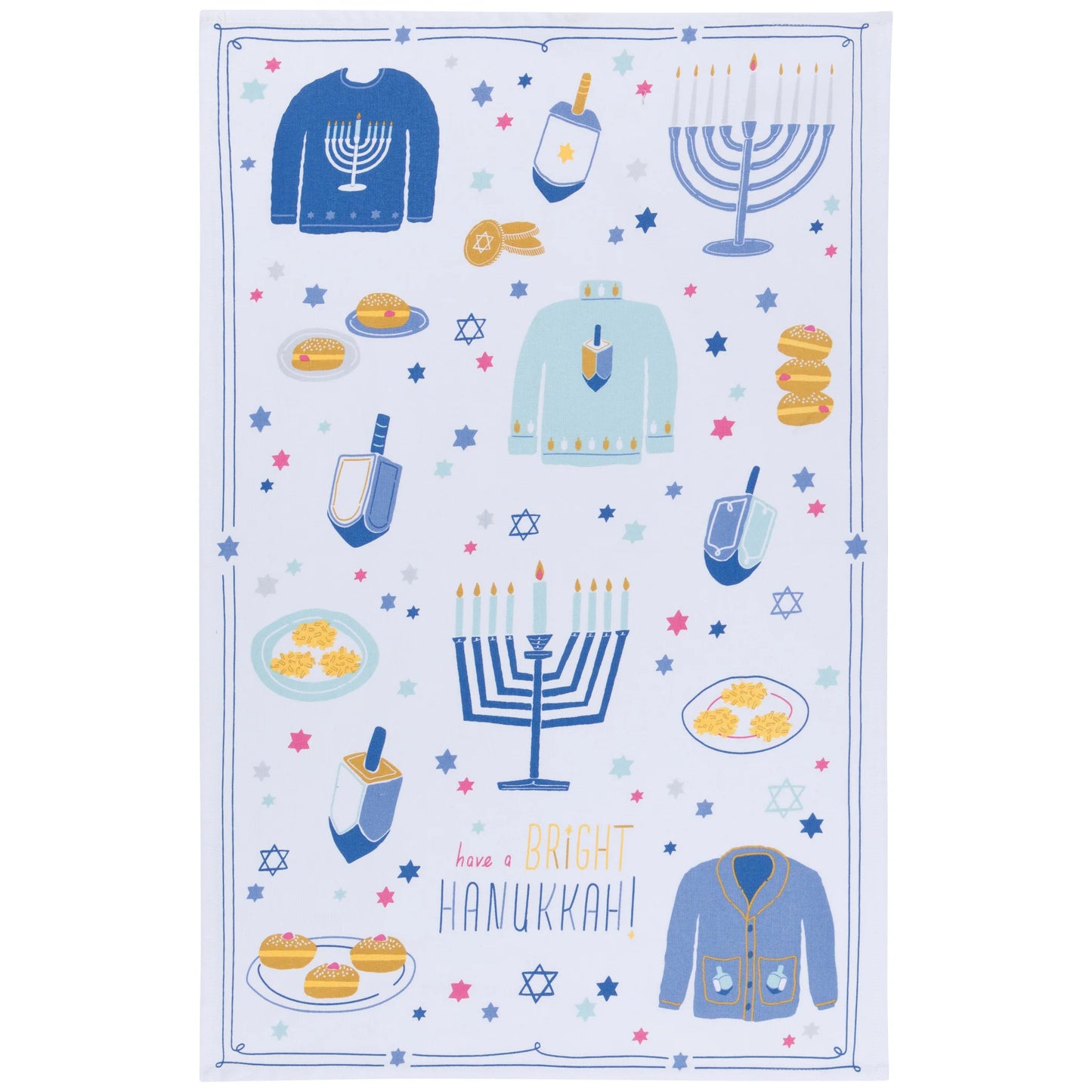 Bright Hanukkah Mug and Dishtowel