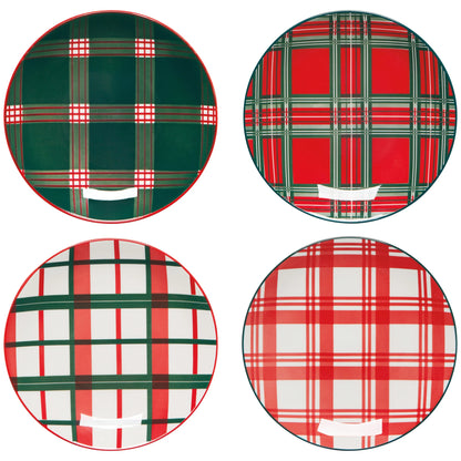 Plate Appetizer Set/4 Plaid