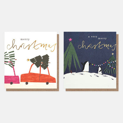 Car and Trees Card Pack of 8