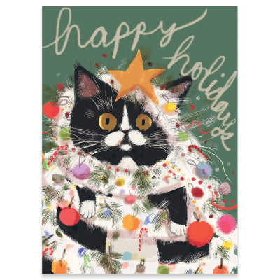 Cat In Tinsel Card
