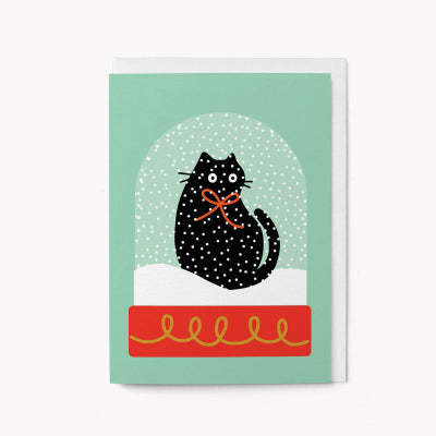 Snow Globe Christmas Cat Card