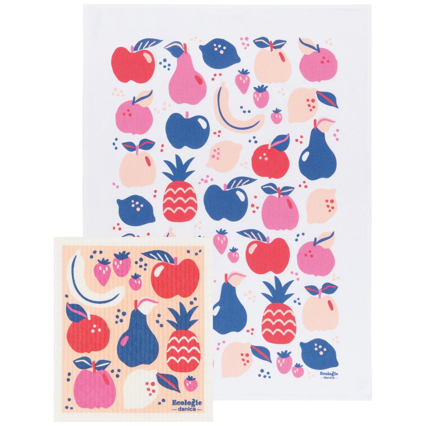 Tutti Frutti Dishtowel and Swedish Sponge Cloth Set of 2