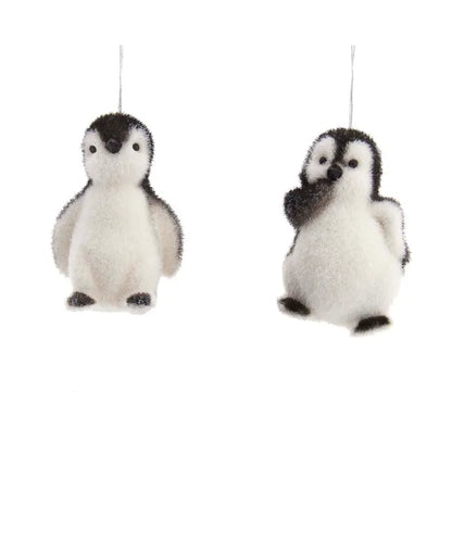 Flocked Penguin Ornament