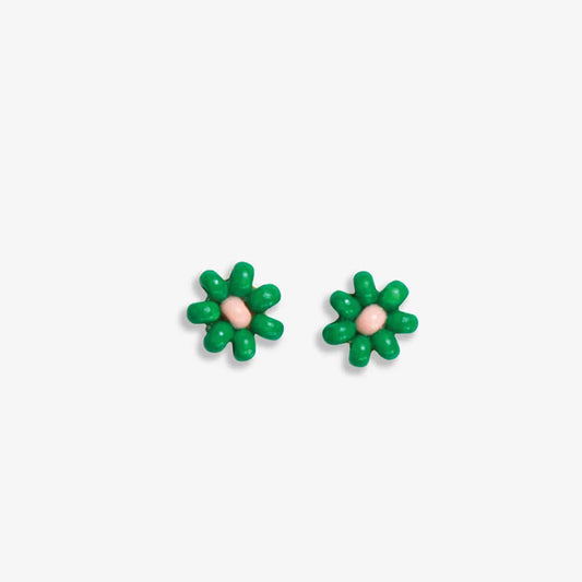 Tina Two Colour Beaded Post Earrings Kelly Green