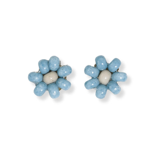 Tina Two Colour Beaded Post Earrings Light Blue