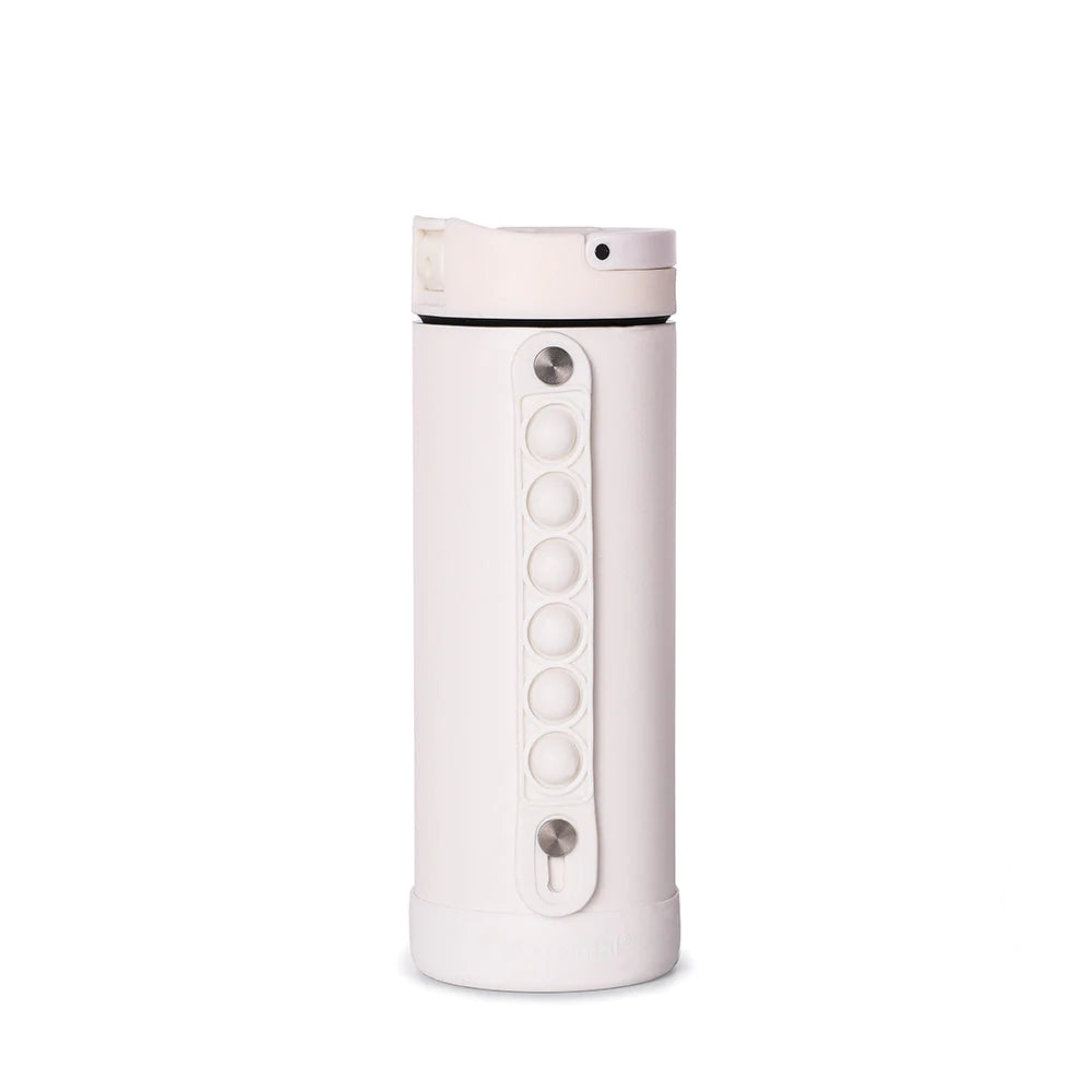 White Iconic Pop Fidget Water Bottle