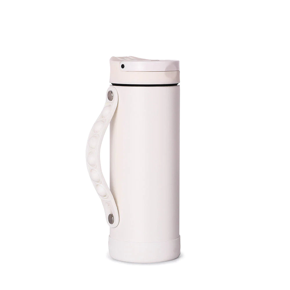 White Iconic Pop Fidget Water Bottle