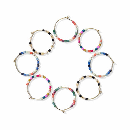 Victoria Mixed Beaded Hoop Earrings Coastal