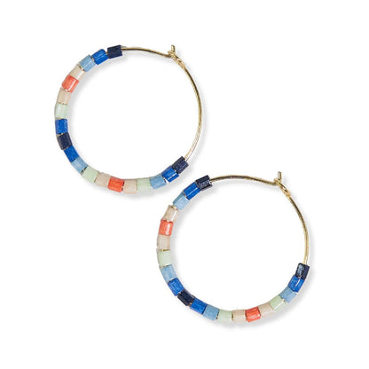 Victoria Mixed Beaded Hoop Earrings Coastal