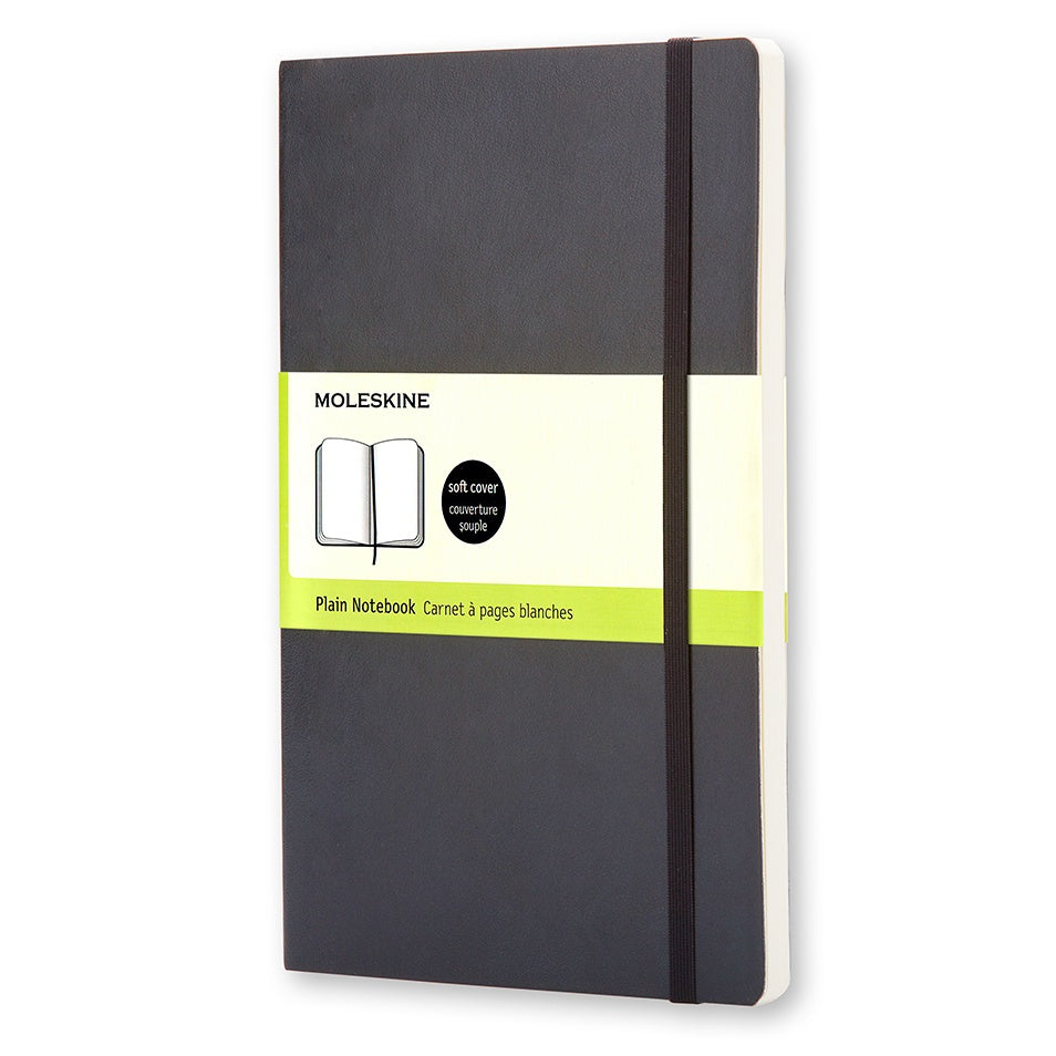 Classic Large Black Soft Cover Plain Notebook