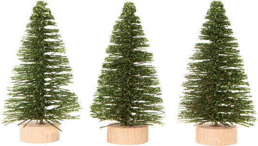 Boxed Mini Glitter Bristle Trees Set of 3