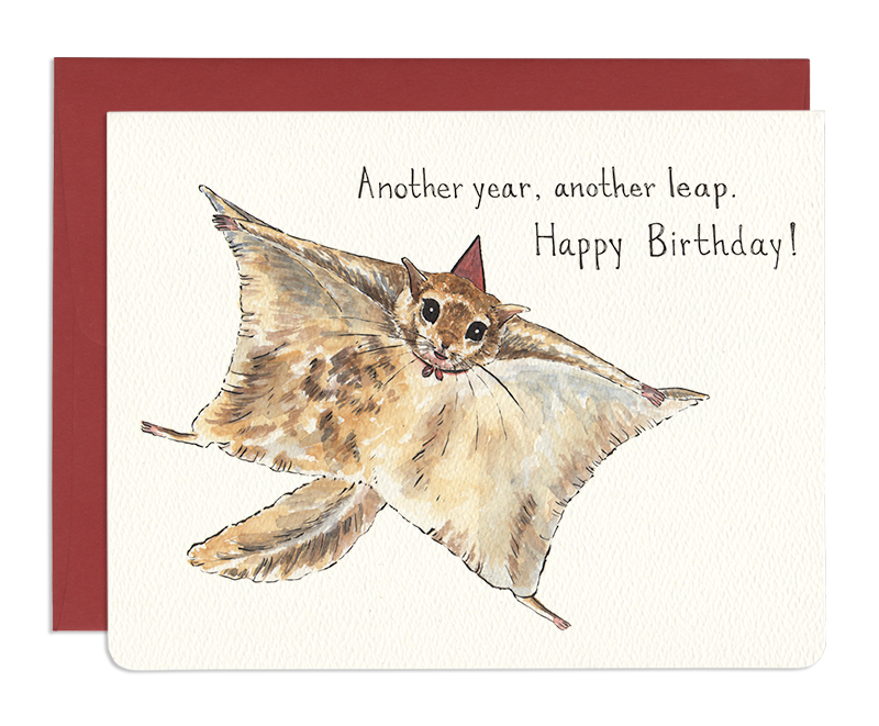 Flying Squirrel Birthday Card