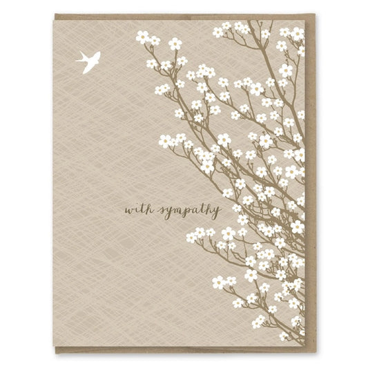 White Tree Blossoms With Sympathy Card