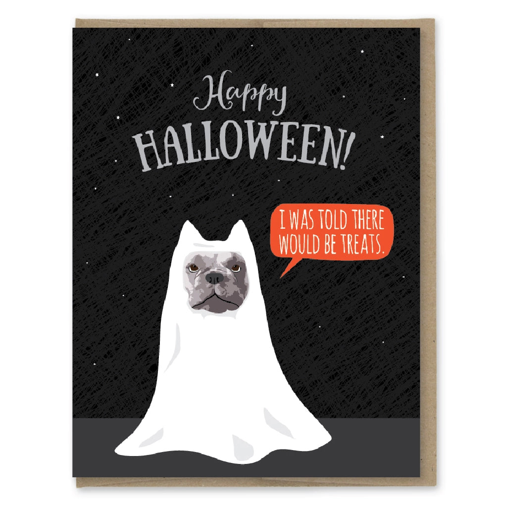 Treats French Bulldog Halloween Card