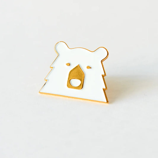 @11 Enamel Pin White/Gold Bear