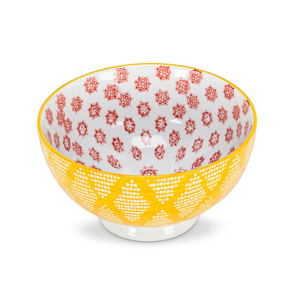 Yellow & Red Deep Bowl 6"D