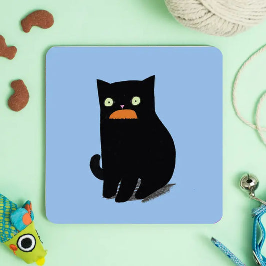 Meowstachio Cats Black Ginger Tash Coaster