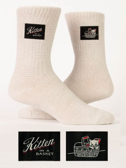 Tag Socks Kitten In A Basket L-XL