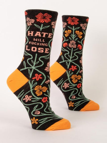 Women's Crew Socks Hate Will F*cking Lose