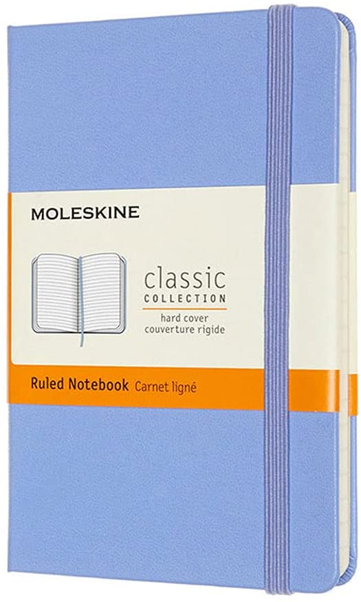 Classic Pocket Hydrangea Blue Hard Cover Ruled Notebook