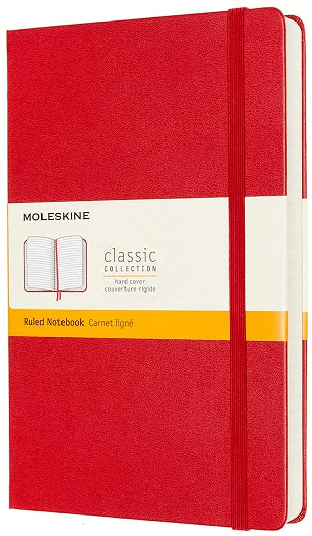 Classic Large Red Hard Cover Ruled Notebook