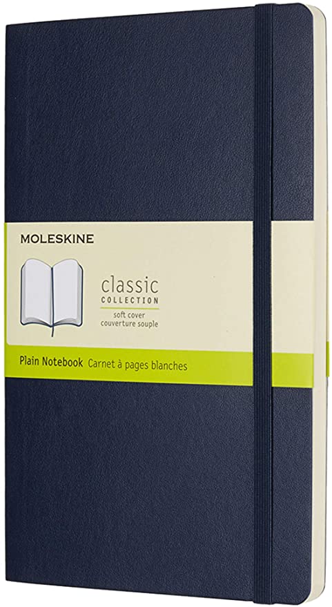 Classic Large Blue Soft Cover Plain Notebook