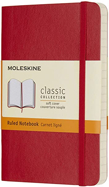 Classic Pocket Red Soft Cover Ruled Notebook