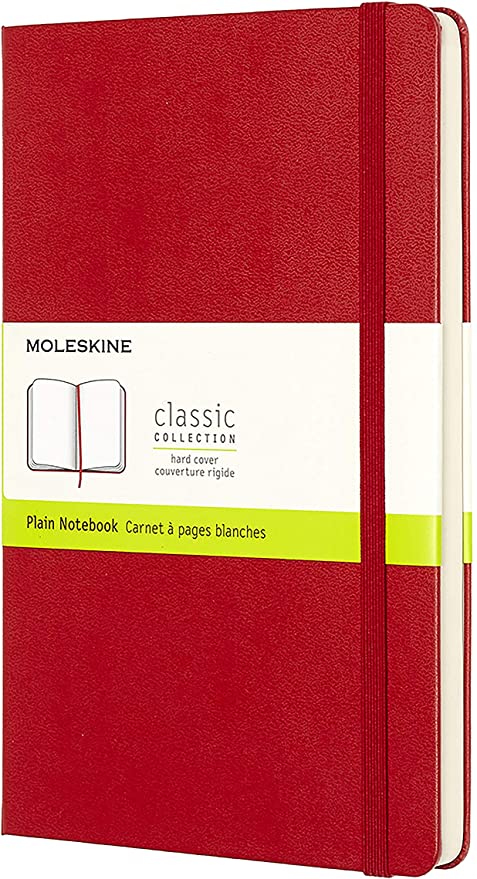 Classic Large Red Hard Cover Plain Notebook