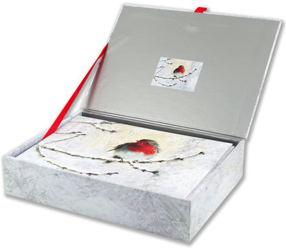 English Robin in Winter Holiday Deluxe Boxed Cards