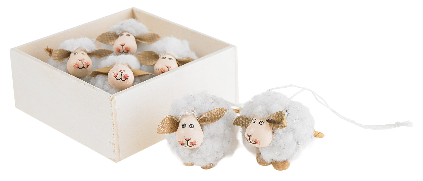 F95 - Black / White Wooly Sheep Ornament