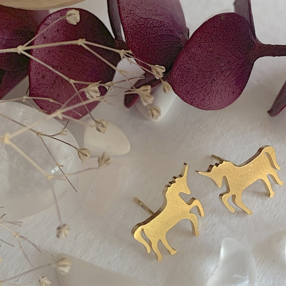 Teslas Unicorn Silhouette Studs