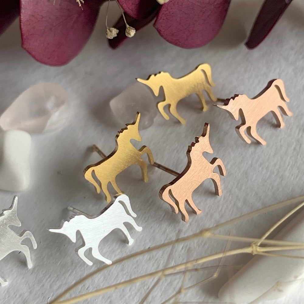 Teslas Unicorn Silhouette Studs