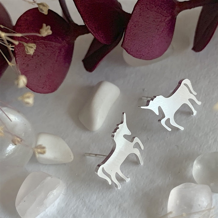 Teslas Unicorn Silhouette Studs