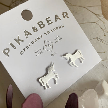 Teslas Unicorn Silhouette Studs