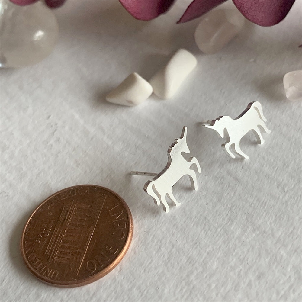 Teslas Unicorn Silhouette Studs