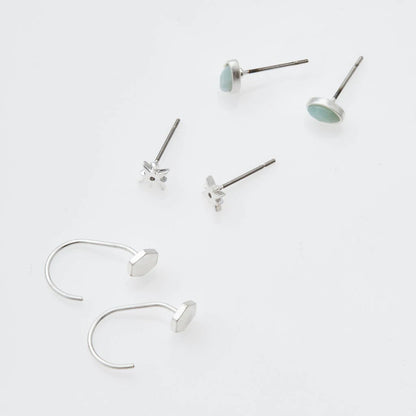 Gabby Stud Trio Silver