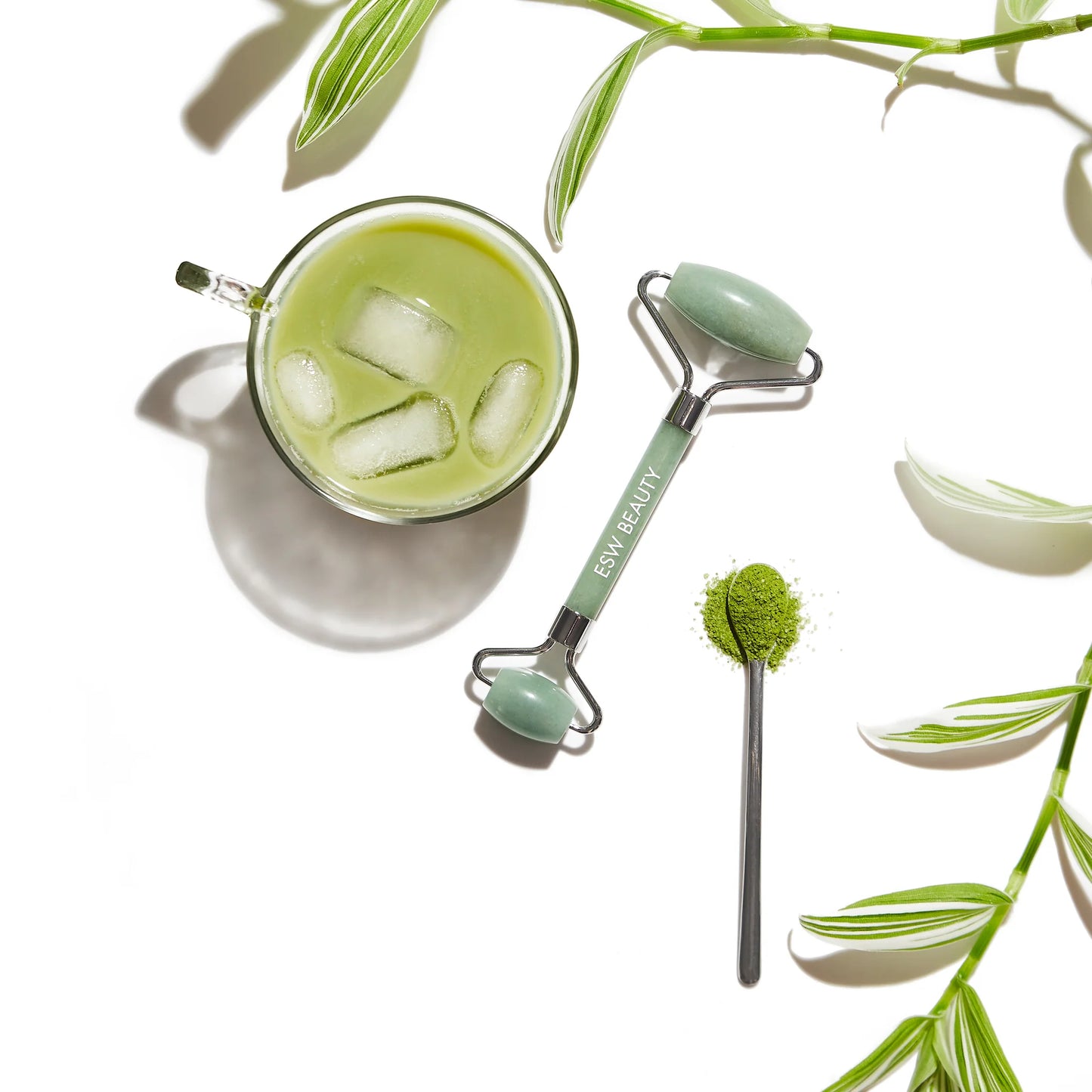 Mint Green Tea Jade Crystal Facial Roller