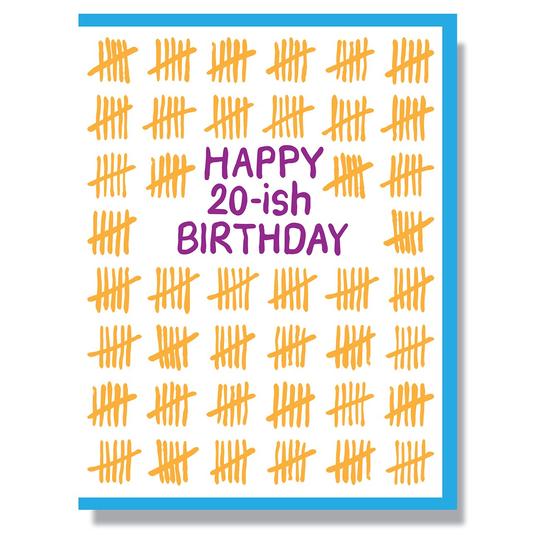 Letterpress Happy 20ish Bday Card