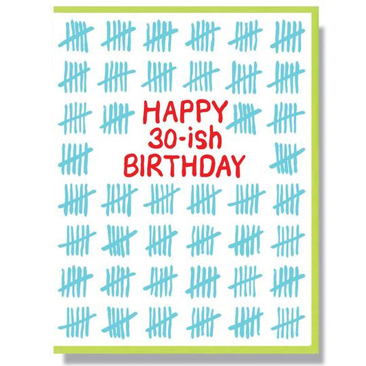 Letterpress Happy 30ish Bday Card