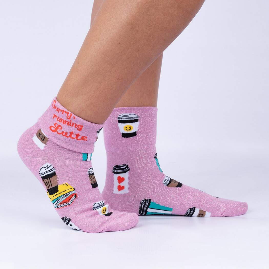 Turn Cuff Socks Sorry Running Latte Socks