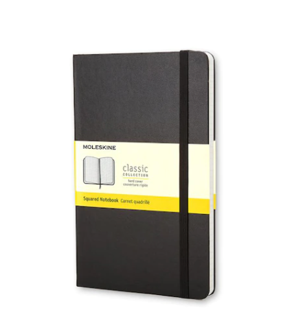 Classic Large Black Hard Cover Square Notebook