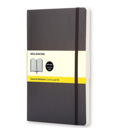 Classic Large Black Soft Cover Square Notebook