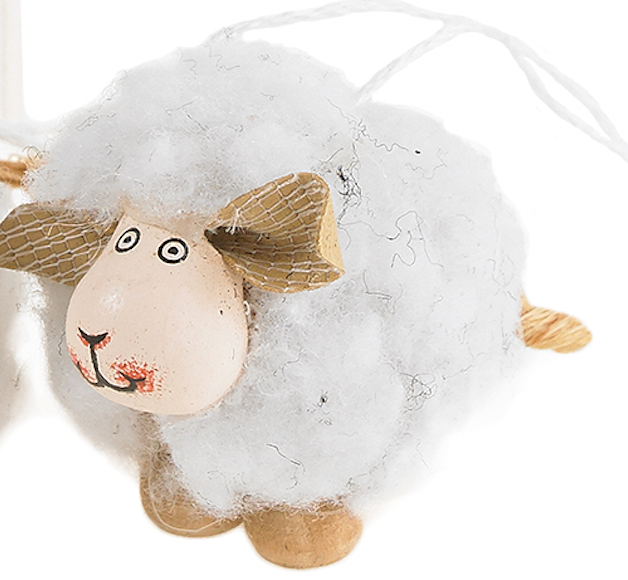 F95 - Black / White Wooly Sheep Ornament